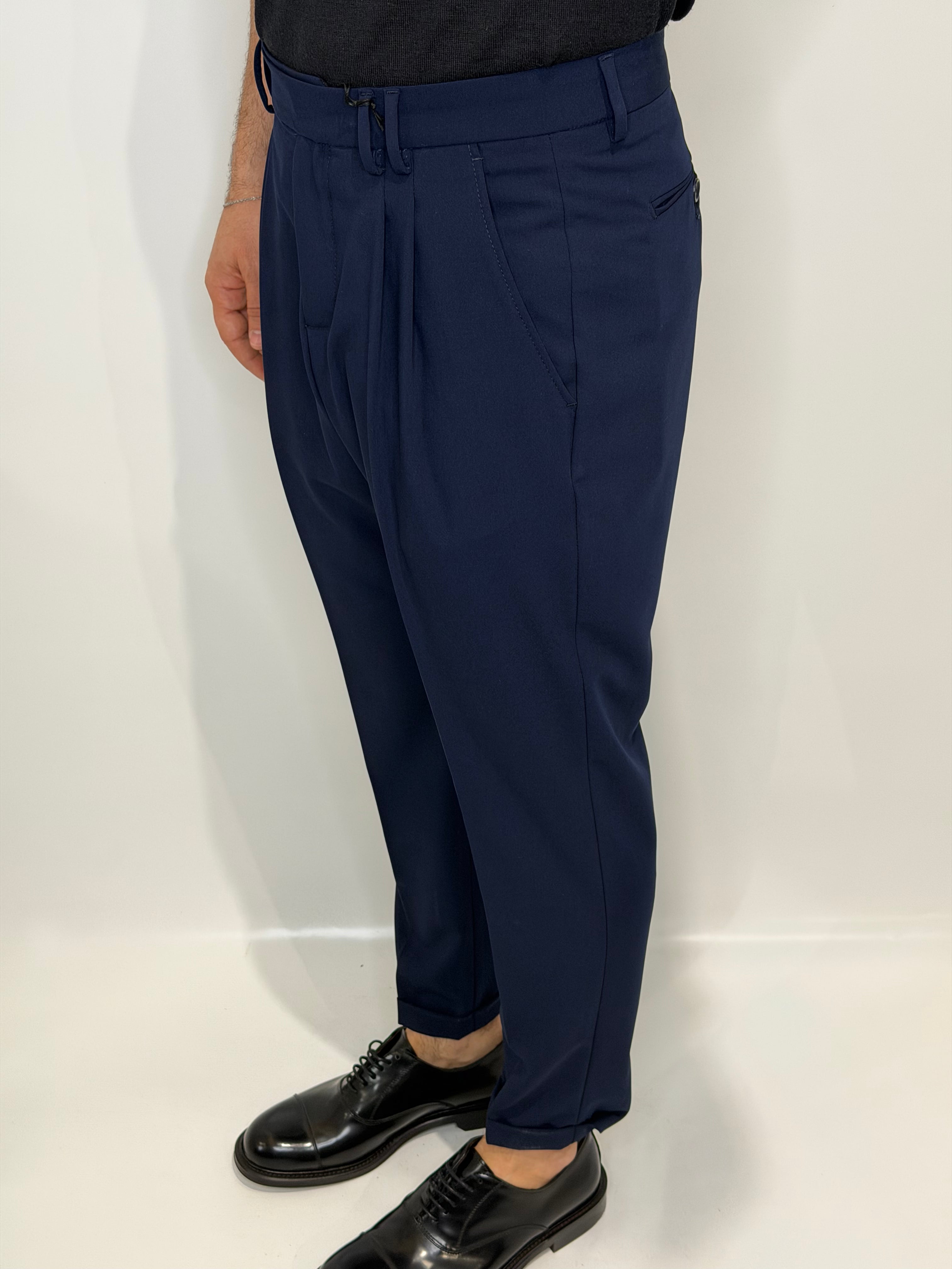 Pantalone Doppia Pence Blu Estivo
