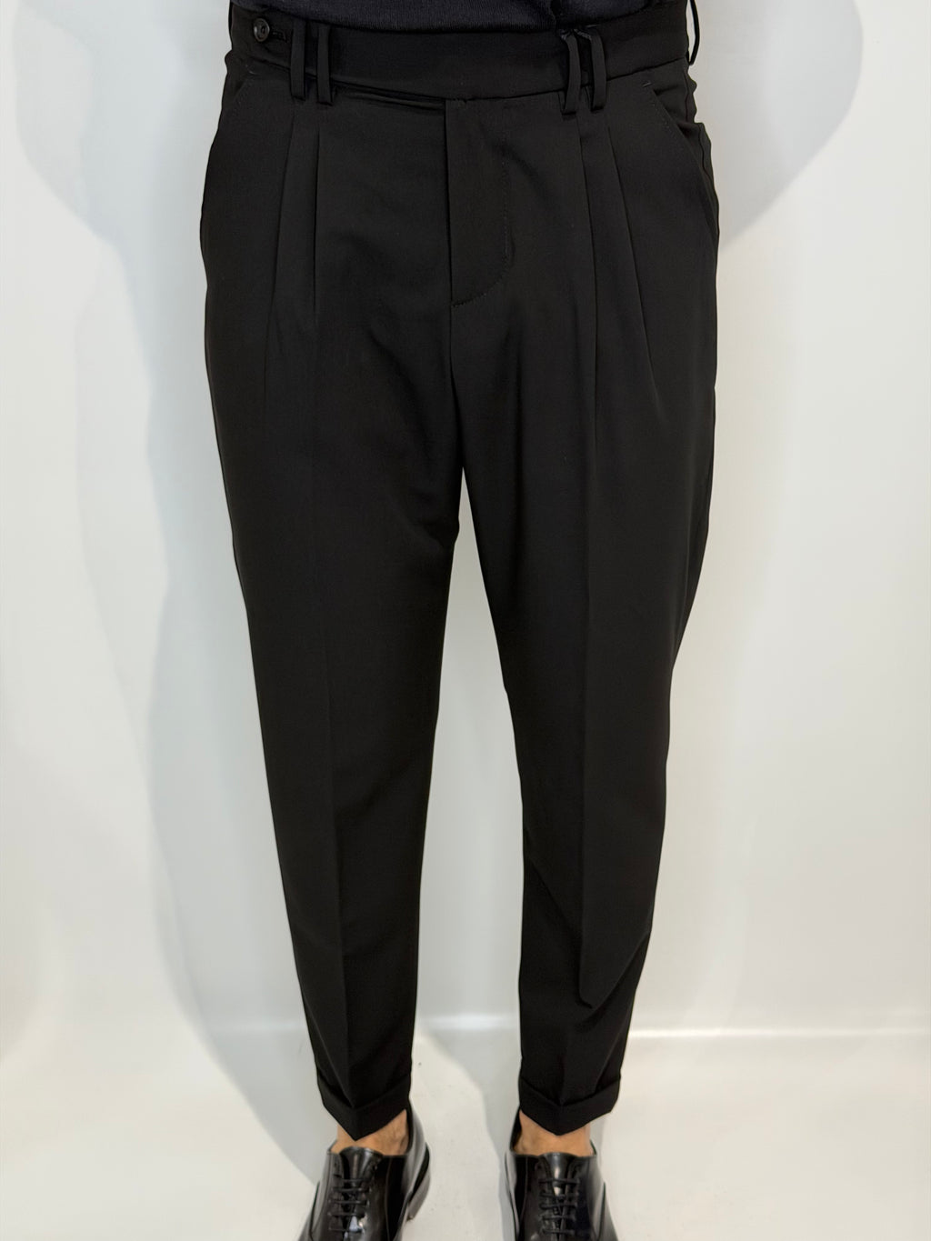 Pantalone Doppia Pence Nero Estivo