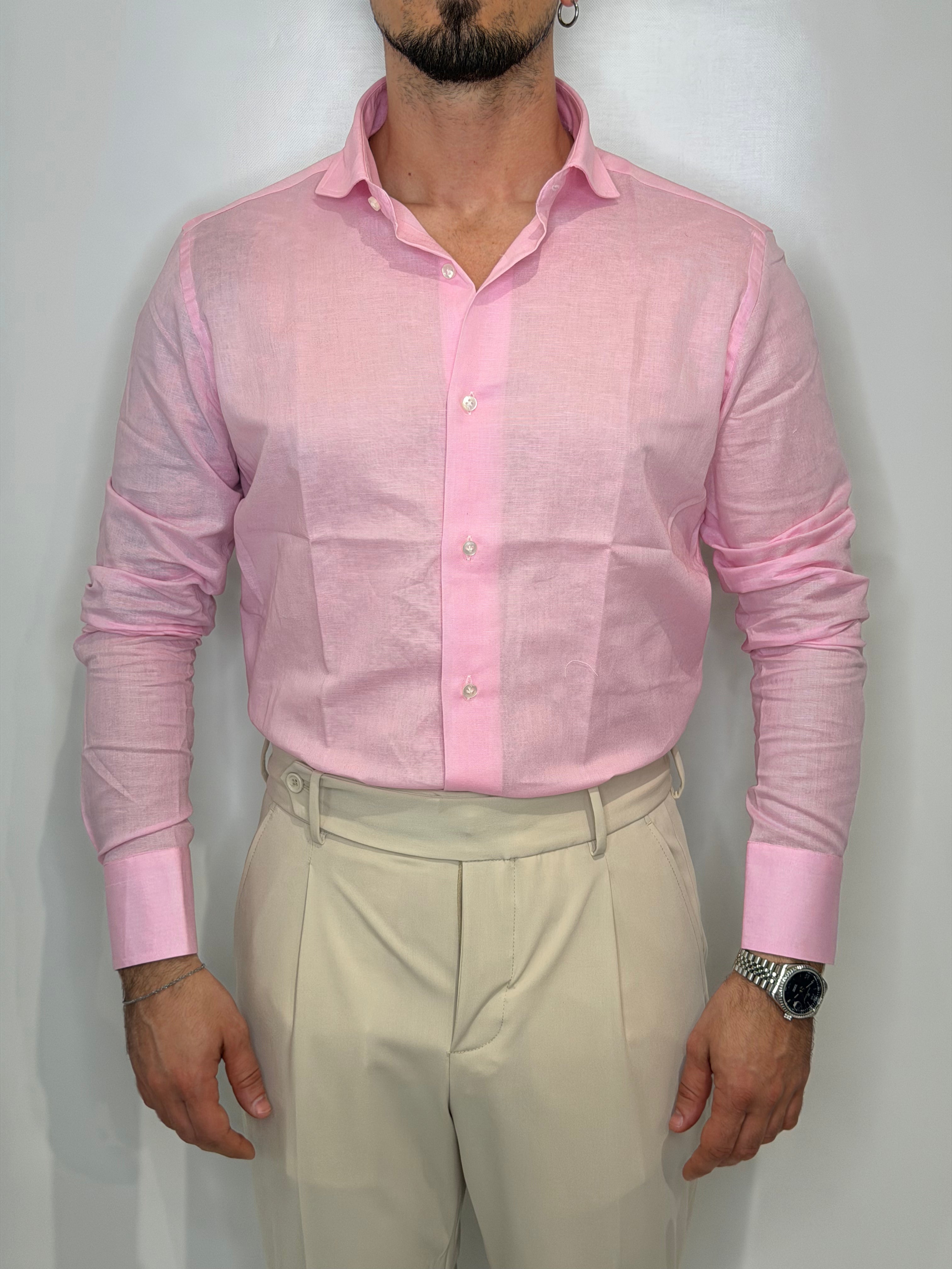 Camicia Lino Rosa