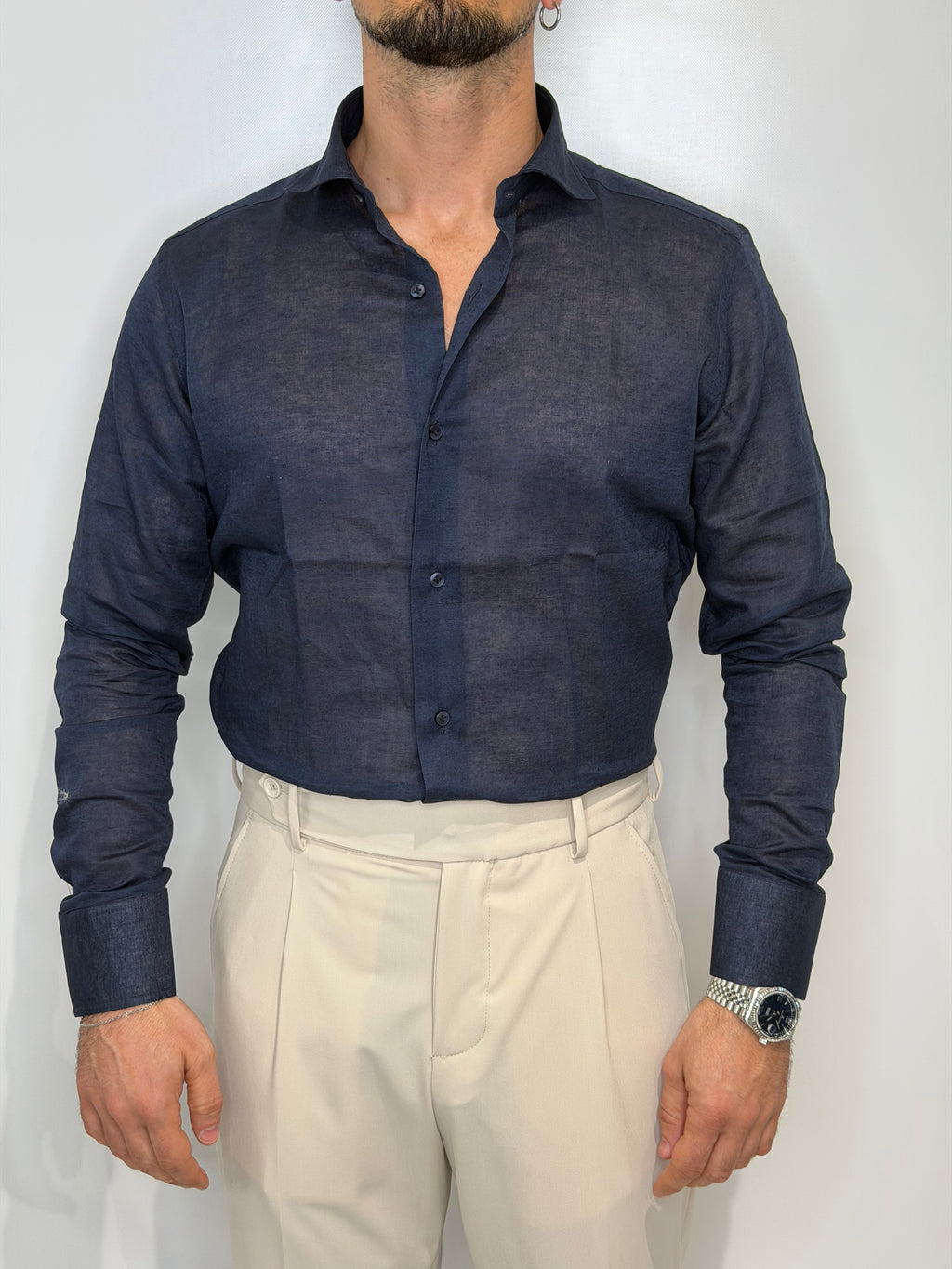 Camicia Lino Blu Midnight