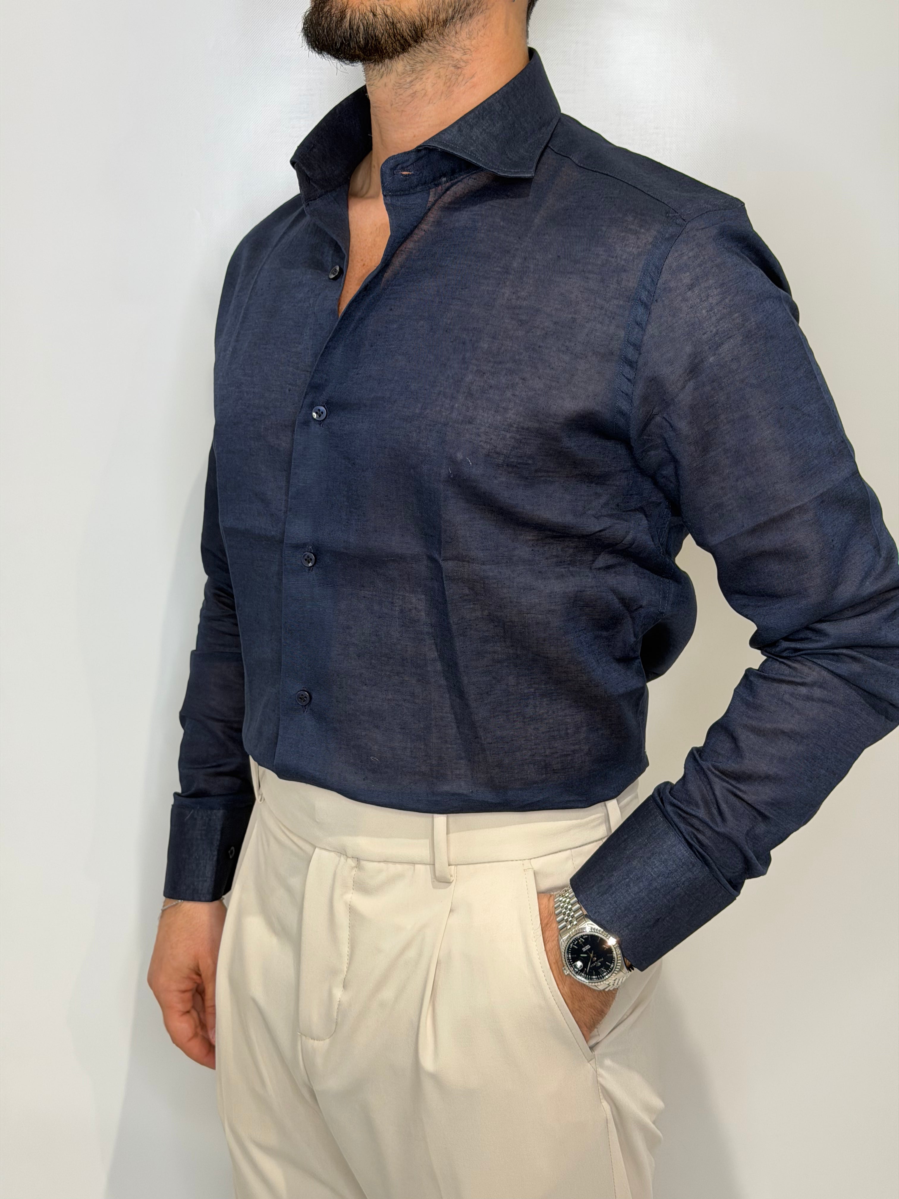 Camicia Lino Blu Midnight