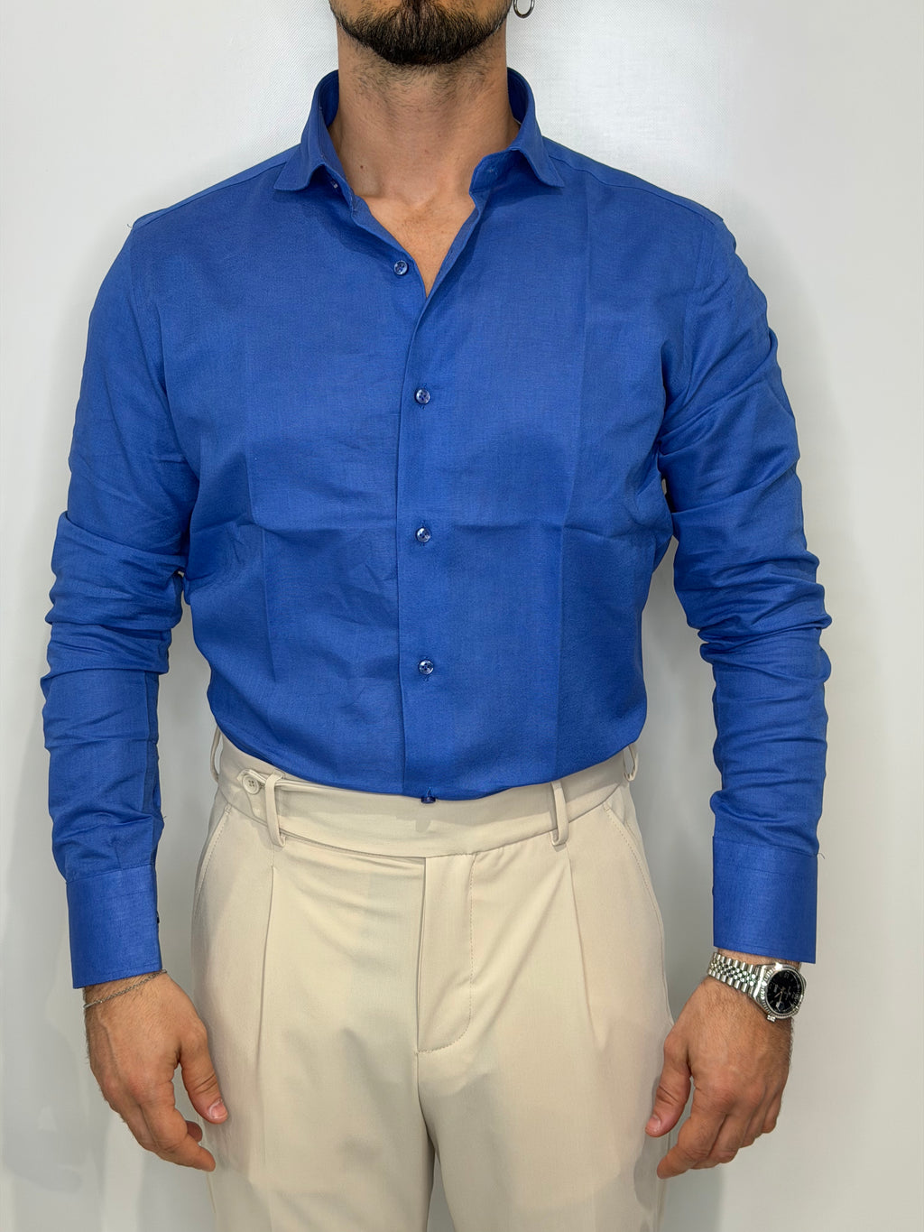 Camicia Lino Blu Royal