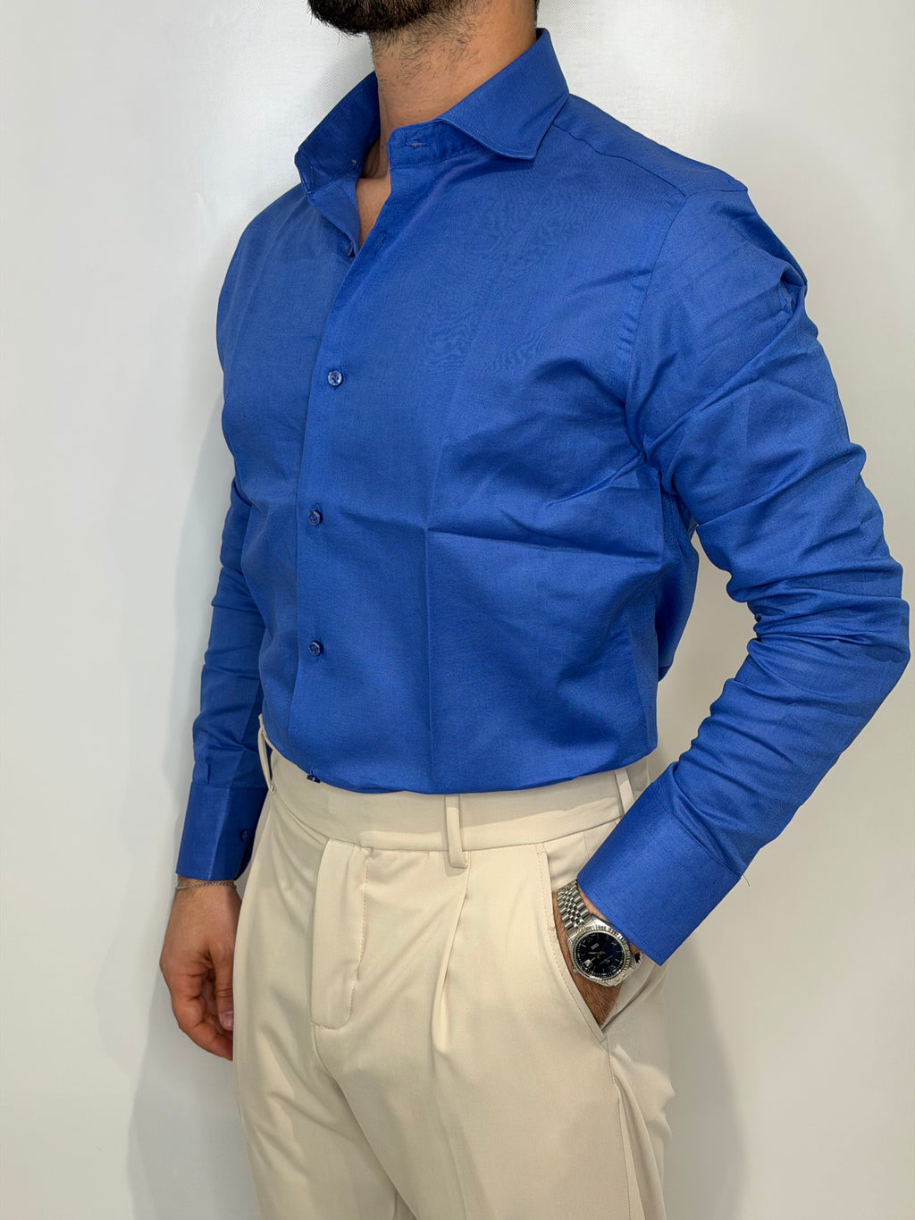 Camicia Lino Blu Royal