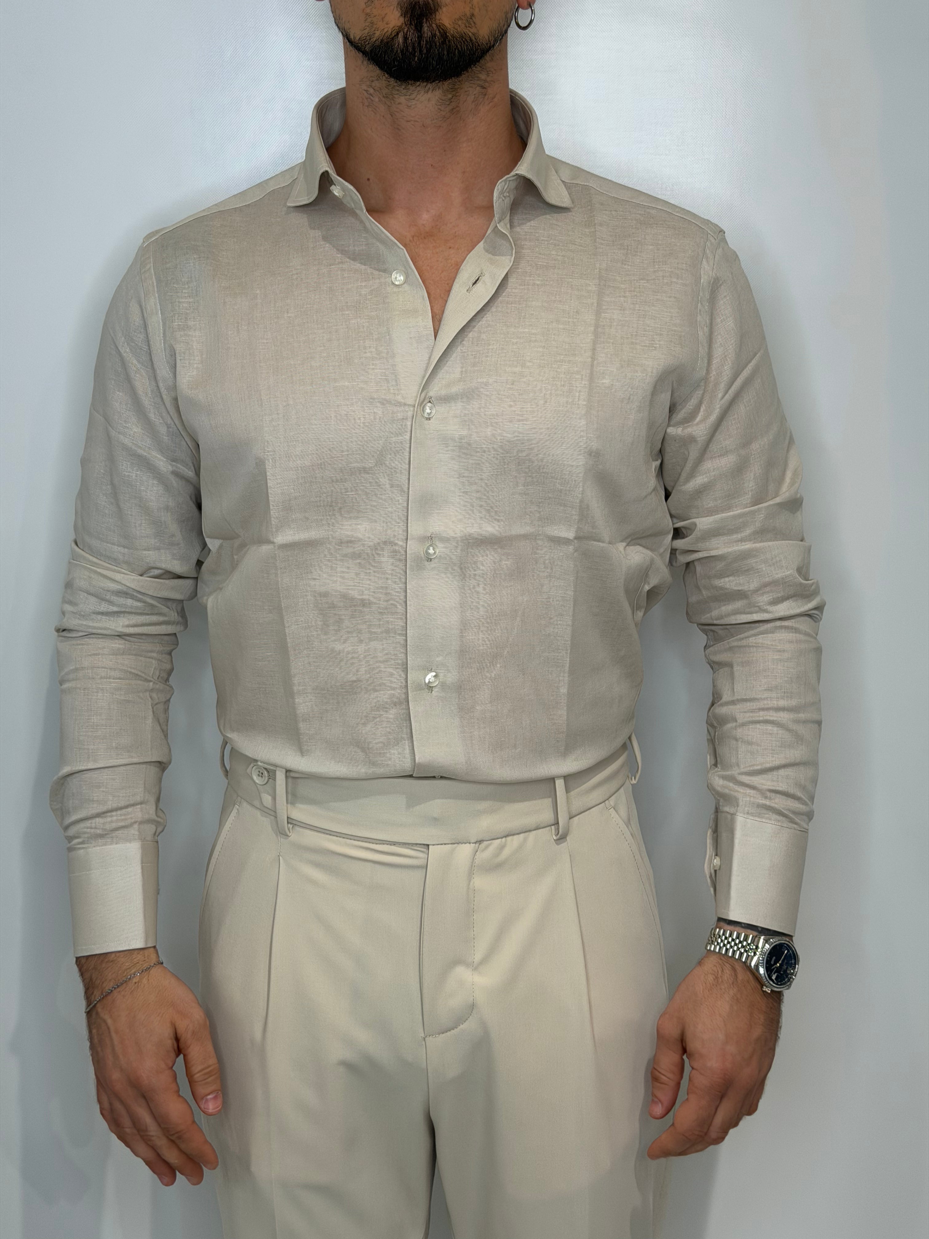 Camicia Lino Beige