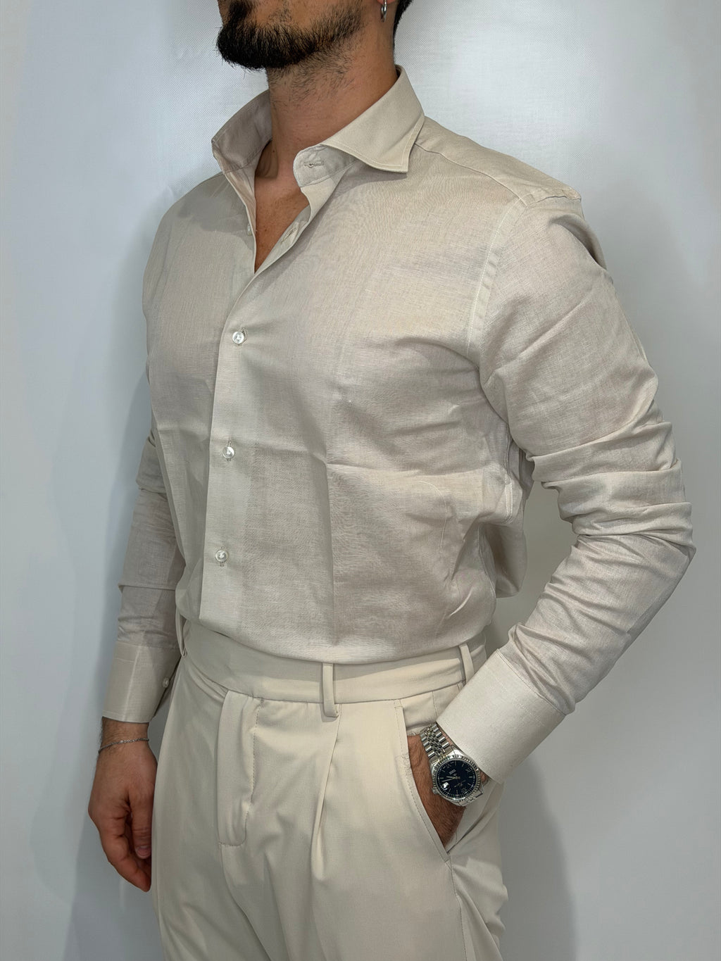 Camicia Lino Beige